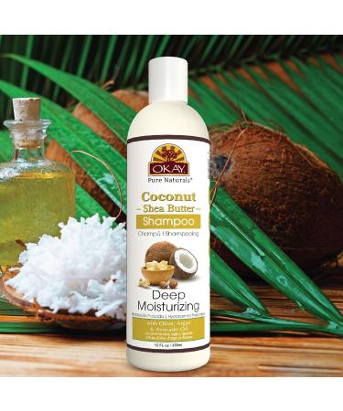 OKAY Coconut & Shea Butter Shampoo - Sulfate Silicone & Paraben Free for All Hair Types - 12oz Made in USA - Buy Online on GoSupps.com