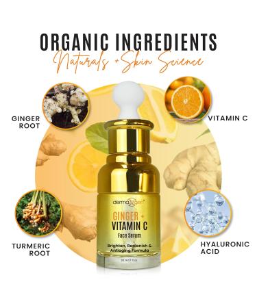 Ginger Face Serum with Vitamin C & Turmeric | Organic Acne Treatment for Clear Skin Hydration & Anti-Aging | 1 FL OZ - Buy Online on GoSupps.com