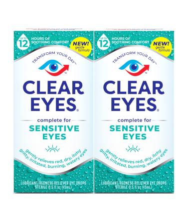 Clear Eyes, Sensitive Eyes, Eye Drops, 0.5 Oz, 2 Pack
