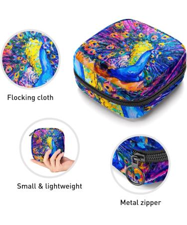 Women's Bonds Storage Bags - Portable Halter Oil Painting Peacock Period Kit | Colorful Feminine Product Bag - Buy Online on GoSupps.com