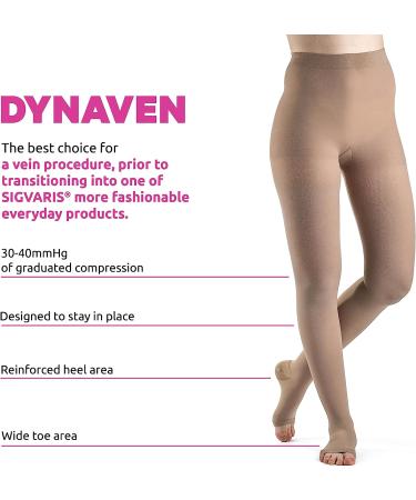 SIGVARIS Womens DYNAVEN Open Toe Pantyhose 30-40mmHg Black MS - Medium Short - Buy Online on GoSupps.com