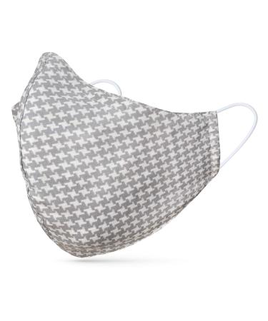 Dance pattern makeshift mask washable 100% cotton for children and adults - nose bracket and filter bag - mouth and nose protection 2 -layer - Oeko -Tex Standard 100 Hahnenstreug Gray L (1 Pack)