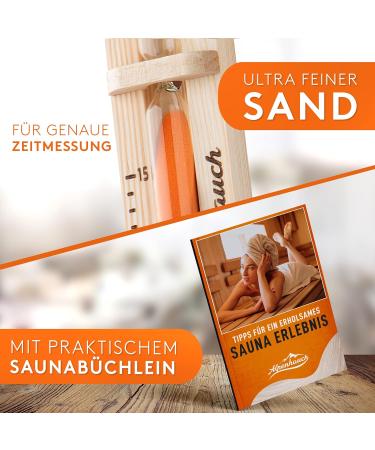 Alpine Breath Sauna Hourglass | 15-Minute Natural Wood Timer | Ultra Fine Sand | Robust Safety Glass | 360 Rotatable | Sauna Book & Assembly Included - Buy Online on GoSupps.com