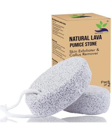 Naturacare Pumice Stone 2Pcs Natural Lava Foot Scrubber Pumice Stone for feet/Hands/Body Natural Foot File Men/Women and Hard Skin Callus Remover for Skin Exfoliation
