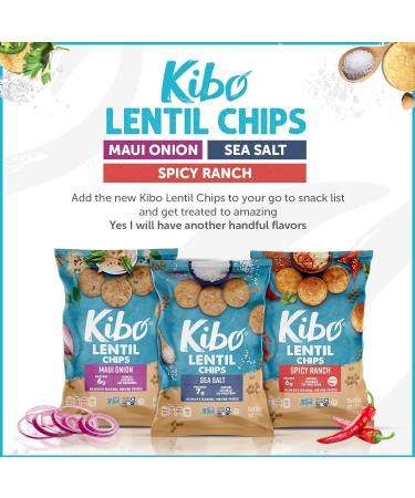 Kibo Lentil Chips Variety Pack - Gluten-Free Vegan - Non-GMO - Plant-Based 28g - Maui Onion, Sea Salt, Spicy Ranch - 18 Pack - Buy Online on GoSupps.com