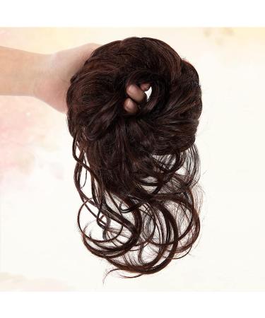 Brown Wavy Curly Hair Bun Extension with Hair Rope and Hairpin - Voluminous Bridal Hairstyle Chignon Updo Hairpiece - Buy Online on GoSupps.com
