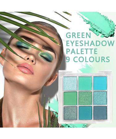 9 Colors Green Matte Glitter Eyeshadow Palette Highly Pigmented Blendable Pearl Eyeshadow Makeup Palette Long Lasting Waterproof Shimmer Green Eye Shadow Makeup Palette - Buy Online on GoSupps.com