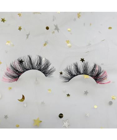 KSYOO Pink 3D Fluffy Volume Mink Lashes 12-20mm - Long Strip False Eyelashes for Party Makeup - 1 Pair - Buy Online on GoSupps.com