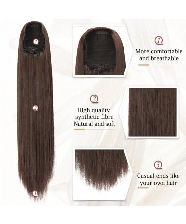 Ponytail Hair Extension 70cm - Natural Soft Synthetic Braid for Women | Darkest Brown Mixed Dark - Buy Online on GoSupps.com