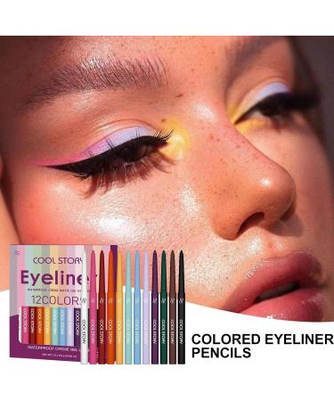 Eye Liner Set | Waterproof Matte Liquid Liner Pen Set | Matte Eyeshadow Highlight Pen Rainbow Eye Liner Soft Crayon Eye Shadow Set for Halloween Festival Makeup - Buy Online on GoSupps.com