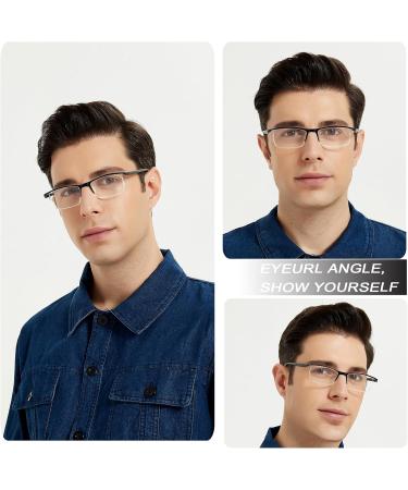 EYEURL 4-Pack Half Reading Glasses for Women | Rectangle Blue Light Glasses | Spring Hinge Readers for Men | 2.75 x Magnification - Buy Online on GoSupps.com