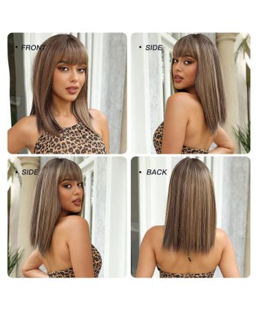 Brown Mixed Blonde Highlight Wig for Black Women | Smooth Bob Wig with Dark Roots & Ponytail | Daily Use - Buy Online on GoSupps.com