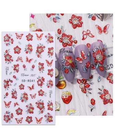 JMEOWIO 3D Embossed Cherry Lemon Nail Art Stickers - Self-Adhesive 5D Decals for Spring Summer - Colorful Nail Supplies & Accessories (4 Sheets - Buy Online on GoSupps.com