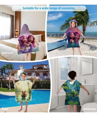 Aiorber Children's Bathing Poncho with Hood | 76x76cm Microfiber Towel | Ultra Soft & Absorbent Beach & Shower Towel | Perfect for Kids Ages 5-10 - Green Design - Buy Online on GoSupps.com