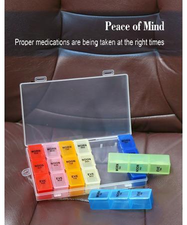 Rainbow Weekly Pill Organizer | 7-Day AM/PM Snap Lids | Detachable Compartments for Vitamins & Larger Pills - Buy Online on GoSupps.com