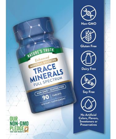 Nature's Truth Trace Minerals Supplement with Iodine | 90 Tablets | Enhanced Mineral Booster | Non-GMO & Gluten Free Supplement - Buy Online on GoSupps.com