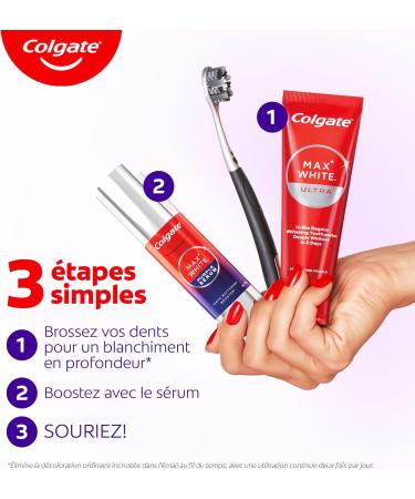 COLGATE - S rum Max White Purple - Booster de Blancheur Apr s le Dentifrice pour une Correction Instantan e de la Couleur - Pour un sourire plus blanc et clatant d s la premi re utilisation - 40ml Serum - Buy Online on GoSupps.com