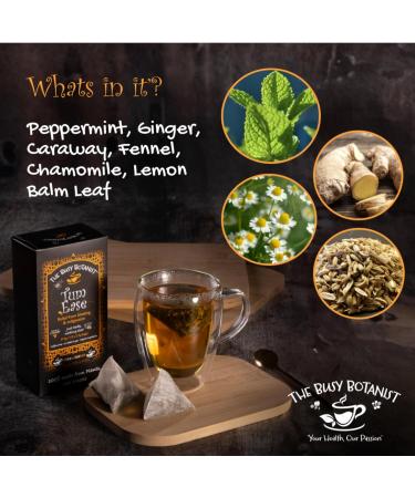 Tum Ease Herbal Tea Bags - Peppermint Tea with Ginger & Chamomile - Caffeine Free Decaffeinated - 2 x 15 Loose Leaf Tea Bags by The Busy Botanist - Buy Online on GoSupps.com