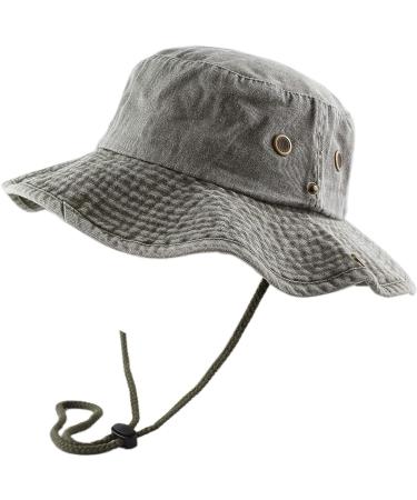 The Hat Depot Cotton Stone-Washed Safari Wide Brim Foldable Double-Sided Sun Boonie Bucket Hat - Pigment Olive | Large-X-Large - Buy Online on GoSupps.com