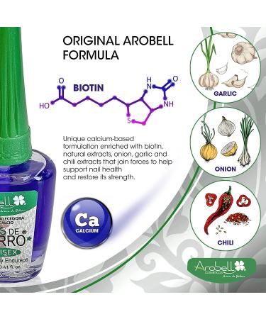 Arobell Nail Strengthener - 0.40 Fl Oz - Nail Hardener for Damaged, Brittle, Thin Nails - Clear Polish for Growth & Protection - Buy Online on GoSupps.com
