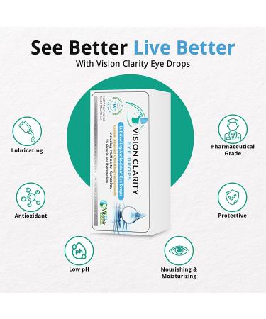 Vision Clarity Eye Drops 1% Carnosine - Antioxidant Lubricants for Dry Eyes & Cataracts - 2 Vials x 5ml - Buy Online on GoSupps.com