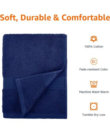 Amazon Basics 6-Piece Fade Resistant Cotton Towel Set - Navy Blue - Buy Online on GoSupps.com