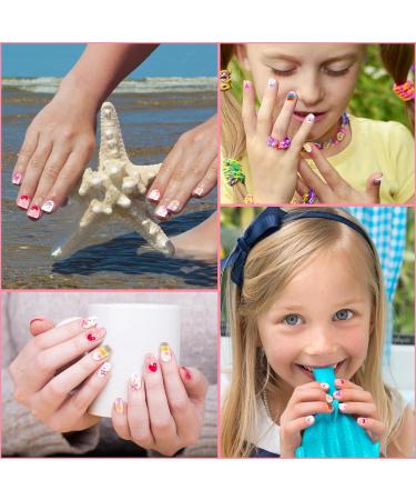 Obidodi 96pcs Kids False Nails Girls Press on Nails Short Full Cover Fake Nail Kits Kids Stick on Nails Girls Children Nail Design Decoration False Nails for Kids Kit - Buy Online on GoSupps.com