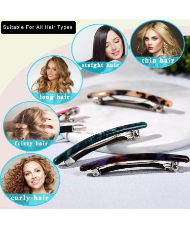 4-Pack Skinny French Hair Clips for Women - Tortoise Shell Style in Hot Pink Red Navy Blue Black & Caramel Green - Perfect for Thin & Thick Hair - Buy Online on GoSupps.com