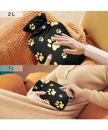 Hot Water Bottle with Dog Gold Paw Cover | 2L Pain Relief & Hand Warmer for Sore Muscles & Arthritis - Buy Online on GoSupps.com