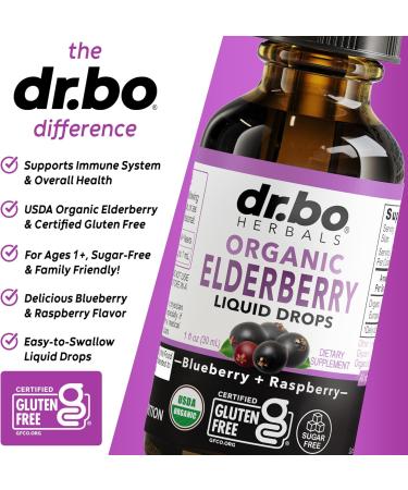 Elderberry Syrup Organic Liquid Drops - Sugar Free Immune Support Supplement for Adults & Kids Ages 1 Immune Booster - Pure Organic Elderberry Syrup Liquid Drops Tincture Extract Concentrate 1 Fl Oz - Buy Online on GoSupps.com