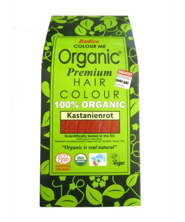 Radico Color Me Organic vegetable hair dye chestnut redauburn red from Ayurvedic herbs free from ammonia and hydrogen peroxide also for gray hair 200 g