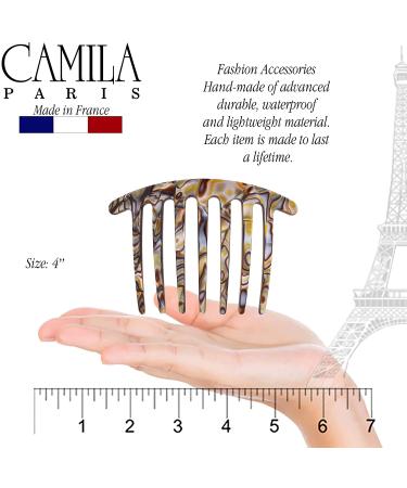 Camila Paris CP3186 4 French Handmade Side Comb | Strong Hold Grip Hair Clips for Women | Durable Styling Hair Accessories - Onyx - Buy Online on GoSupps.com