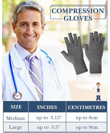 Satinior 5 Pairs Arthritis Compression Gloves - Fingerless Joint Relief Gloves for Daily Work - Large (Black/Gray/Beige/Pink/Purple) - Buy Online on GoSupps.com