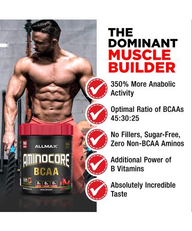 ALLMAX Nutrition AMINOCORE BCAA Fruit Punch - 0.69 lbs (315g) - Optimal Muscle Recovery & Performance - Buy Online on GoSupps.com