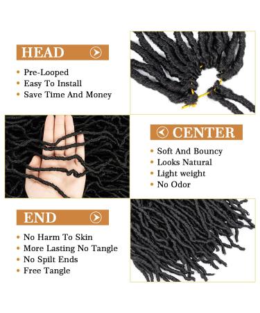Showjarlly 7 Packs New Faux Locs Crochet Hair - Pre Looped Soft Locs Braiding Hair for Black Women - 1B# 18 Inches - Buy Online on GoSupps.com