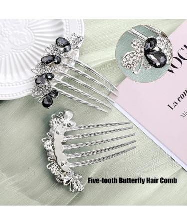 Tona Astrass Flowers Hair Comb Set | Luxury Bridal Accessories - 4 Butterfly & Flower Designs in 4 Colors for Women & Girls - Buy Online on GoSupps.com