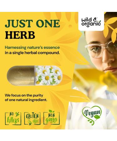 Wild & Organic Chamomile Capsules 800 mg - Relaxation & Digestive Support - Herb Chamomile Extract Supplement - Matricaria Recutita Flower - Vegan No Fillers Non-GMO - 60 Count 60 Count (Pack of 1) - Buy Online on GoSupps.com