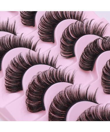 Sibba 10 Pairs False Eyelashes Russian Strip Lashes Fluffy Wispy Fake Eyelashes Natural Growth Long Strip Curly Handmade Faux Reusable Eyelashes (Style B)