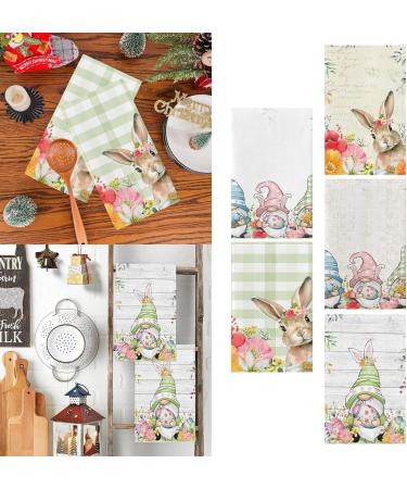Easter Kitchen Dish Towel Striped Rabbit Print Household Kitchen Multifunctional Hand Towel KnQ932 (R One Size) R One Size - Buy Online on GoSupps.com