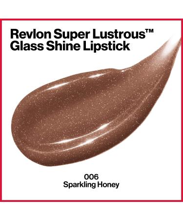 REVLON Super Lustrous Glass Shine Lipstick - Sparkling Honey (006) - Moisturizing Lip Color with Aloe, Hyaluronic Acid, and Rose Quartz - 0.15 oz - Buy Online on GoSupps.com