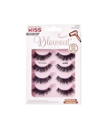 KISS Blowout lash collection 4 pairs of artificial eyelashes pompadour reusable artificial eyelashes including eyelash glue multipack