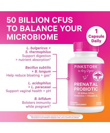 Pink Stork Liquid Prenatal Gut Health Bundle - Liquid Prenatal Vitamins and 50 Billion CFUs Probiotic Vitamins for Pregnancy Gut Health Immune Support Pregnancy Must Haves - Buy Online on GoSupps.com