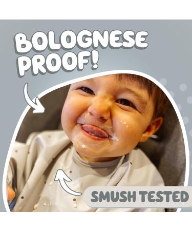 Baby Nom Waterproof Weaning Bib with Sleeves - Ideal for Baby Led Weaning | Grey Toddler Apron Bib for Mess-Free Feeding | 6-12 Months - Buy Online on GoSupps.com