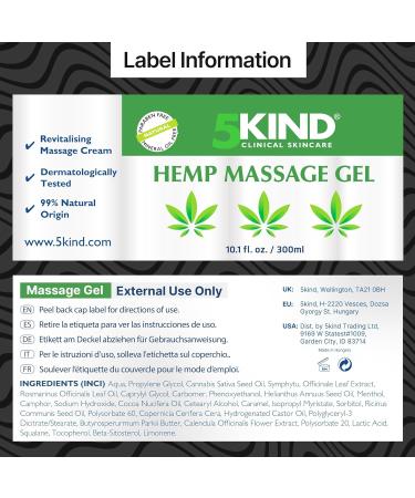 5kind Hemp Active Gel 300ml - High Strength Formula - Natural Hemp Massage Gel for Back Muscles Feet Knees Neck & Shoulders - Hemp Gel Muscle Rub Rich in Natural Extracts 300 ml (Pack of 1) - Buy Online on GoSupps.com