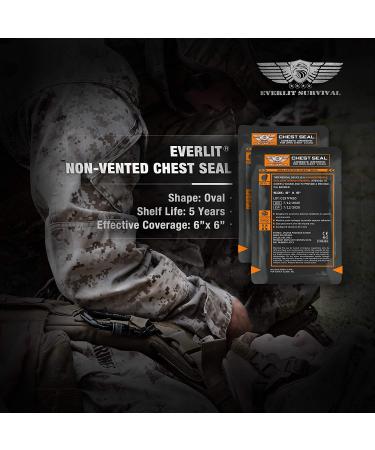 EVERLIT Occlusive Chest Seal 2-Pack for Open Chest Injuries - Non-Vented Adhesive Dressing for Sucking Chest Wounds - Buy Online on GoSupps.com