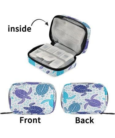 Shop Naanle Vintage Sea Turtle Pill Box - 7 Day Travel Organizer | Portable Vitamin Holder - Compact Design in Turtle & Blue - Buy Online on GoSupps.com
