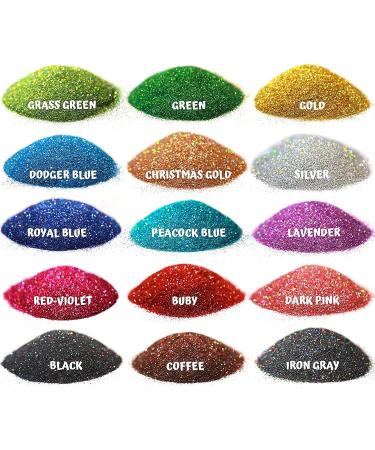 Leobro 15 Colors Holographic Glitter Powder Set - 150g Fine Glitter for Epoxy Resin Nail Art & Decoration | 10PCs Spoon Included - Buy Online on GoSupps.com