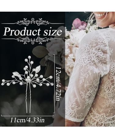 8 Pieces Bride Wedding Pearls Hair Pins Bridal Leaf Flower Hair Pins Rhinestone Bridesmaid Hair Pieces Wedding Hair Accessories for Women and Girls (Silver) - Buy Online on GoSupps.com