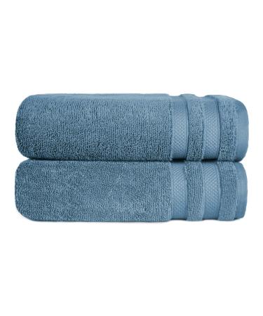 TRIDENT Bath Towel, 650 GSM Cotton Modal Blend, Towels for Bathroom, Super Absorbent, Zero Twist, Super Soft, Pack of 2 Bath Towels, I'm Plush (Blue Dusk) Blue Dusk Bath Towel (2-Piece)