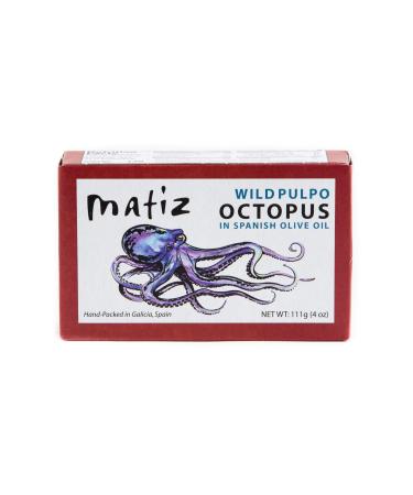 Matiz Pulpo Wild-Caught Pulpo Spanish Octopus in Olive Oil 4.0 Oz 4 Ounce (Pack of 1)